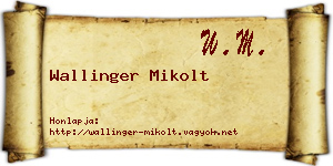 Wallinger Mikolt névjegykártya